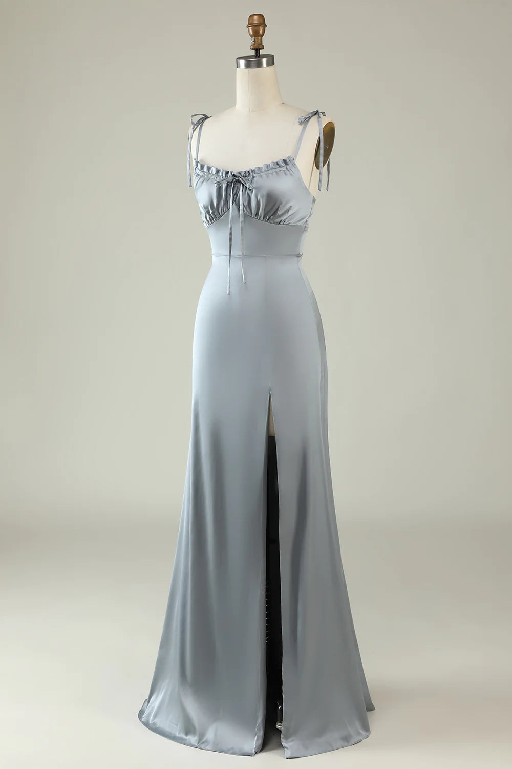 Spaghetti Straps Satin Bridesmaid Dress with Slit